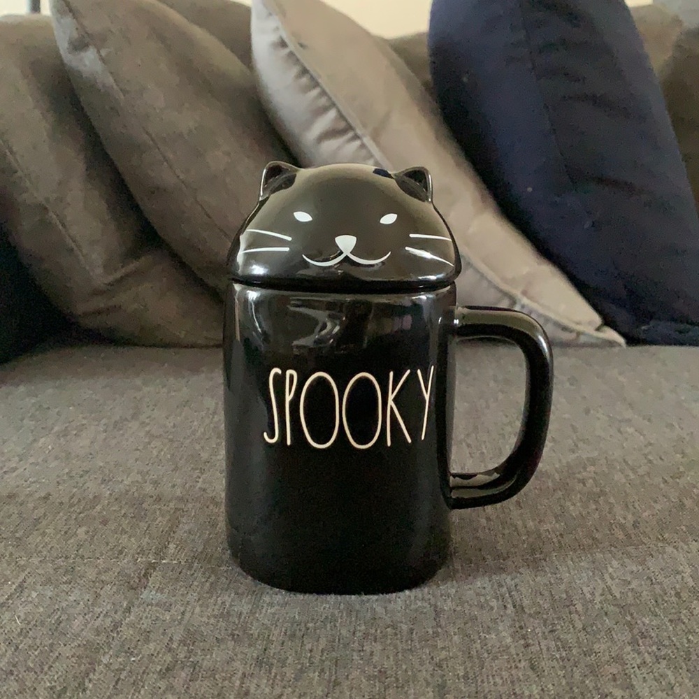 Rae Dunn Halloween Spooky Mug with Cat Topper